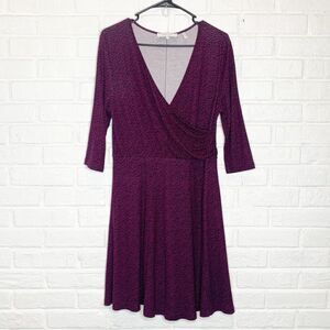 Lark & Ro Wrap Front Dress 3/4 Sleeves Fit and‎ Flare Empire Waist size Large